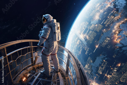 An Astronaut in space in unreal world