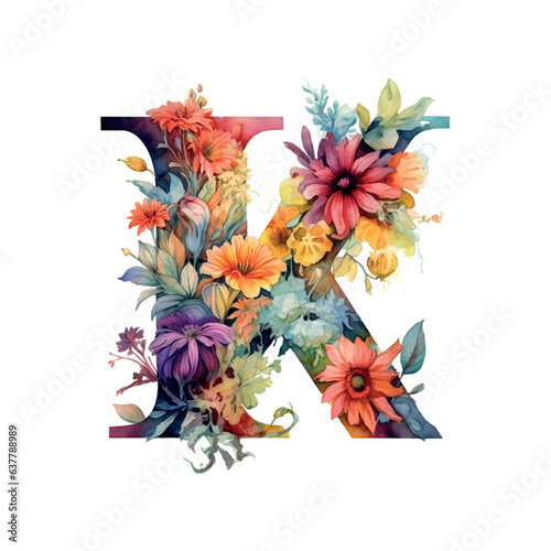Modern monogram K watercolor, great design for any purposes. alphabet