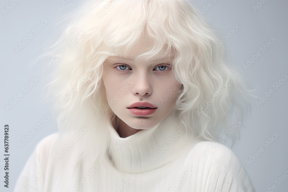 Female albino fashion model Young woman with light skin