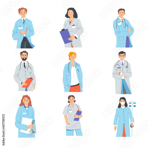 Doctors wearing coats, taking notes on notebook