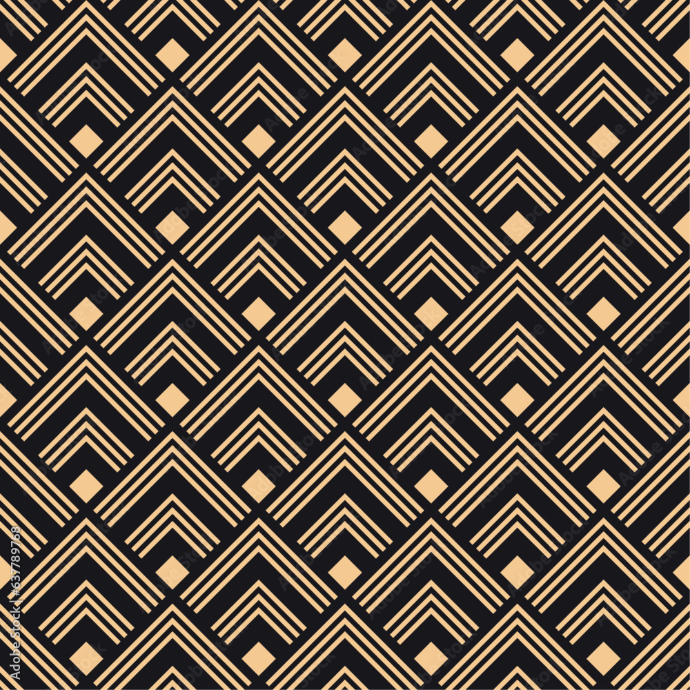 Art deco vector seamless pattern. Classic geometric gold ornament on black background. Best for textile, home decor, wallpapers, wrapping paper, package and your design. Art deco vector seamless pattern. Classic geometric gold ornament on black background. Best for textile, home decor, wallpapers, wrapping paper, package and your design.