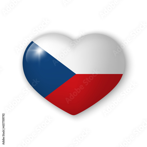 3d heart with flag of Czech Republic. Glossy realistic vector element on white background with shadow underneath. Best for mobile apps, UI and web design. Free Download 3d heart with flag of Czech Republic. Glossy realistic vector element on white background with shadow underneath. Best for mobile apps, UI and web design. - GFXLoad