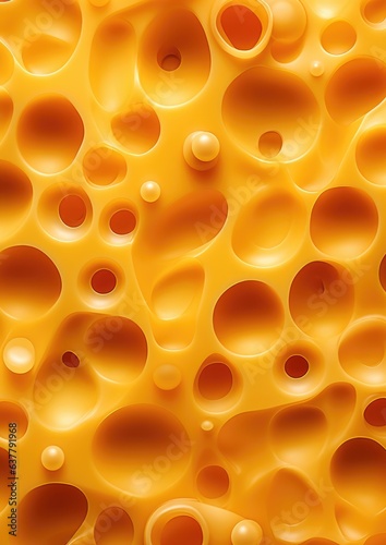 Texture of gold luxury cheese with holes in, cheese pattern wallpaper. Generative Ai.