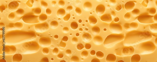 Texture of gold luxury cheese with holes in, cheese pattern panorama. Generative Ai.
