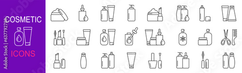 Cosmetic icons collection. Beauty, makeup, lotion, deodorant icon