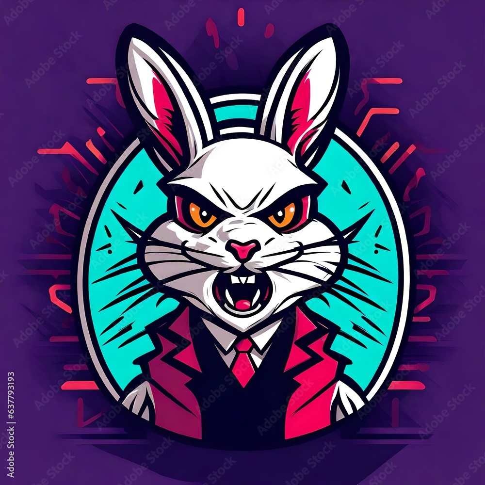 A logo for a business or sports team featuring an angry bunny rabbit head that is suitable for a t-shirt graphic.
A logo for a business or sports team featuring an angry bunny rabbit head that is suitable for a t-shirt graphic.