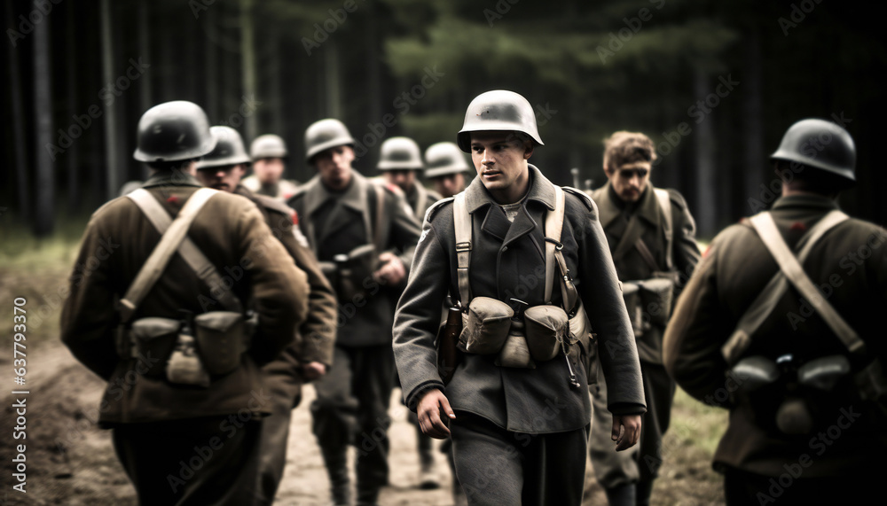 Unidentified re-enactors dressed as World War II German soldiers Unidentified re-enactors dressed as World War II German soldiers