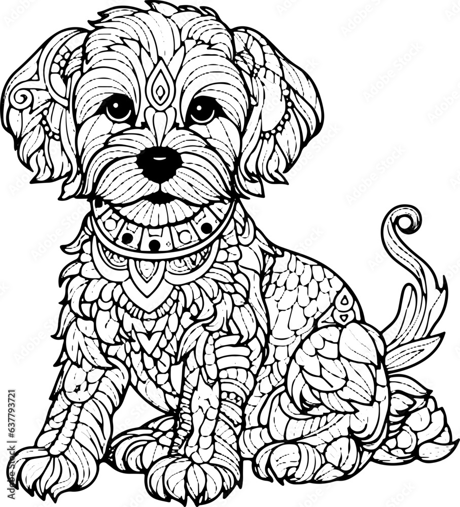 Coloring Page Dog - Vector Format