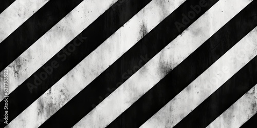 Seamless painted diagonal stripes, a black and white artistic acrylic paint texture background. Creative monochrome hand drawn grunge warning stripe tileable surface pattern design. 3D, Generative AI