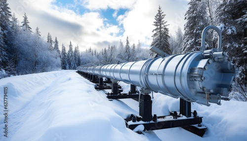 A hydrogen pipeline in the winter