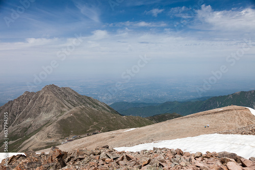 Tourist Peak offers a view of the city of Almaty, Big Almaty Peak and Cosmostation (Dzhusaly-Kezen pass)