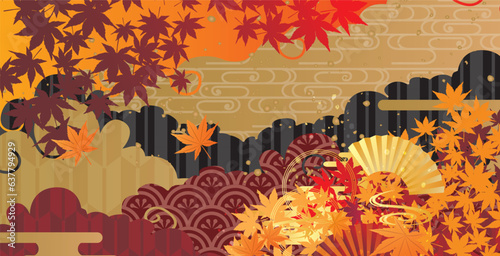 秋　紅葉　和風　背景
