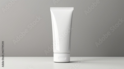 A white tube template for cosmetic packaging with blank space for text or design. Mockup image