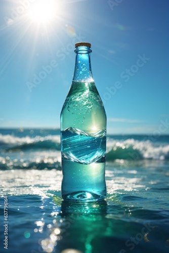 A Bottle of Sparkling Water Refreshing Illustration 