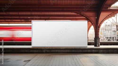 Billboard on Railway Platform Background with High Speed Rail Mockup