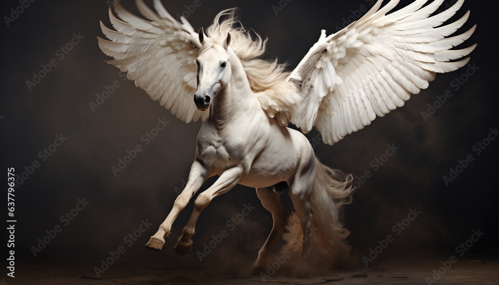 Pegasus flying in the sky realistic illustration Pegasus flying in the sky realistic illustration