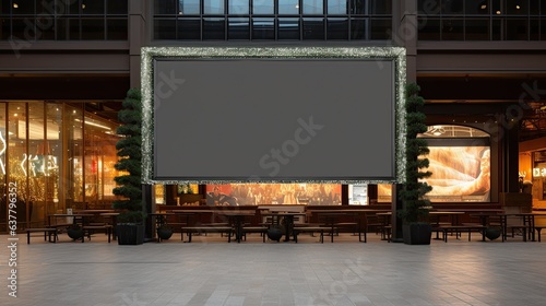 LED screen installation with clipping path empty space for text insertion and advertisement in a mall. Mockup image
