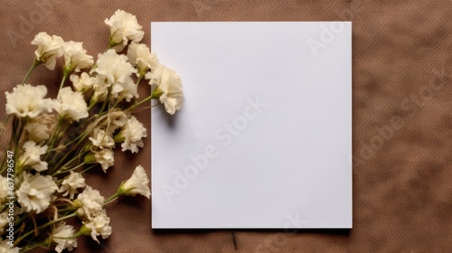 Wedding invitation and save the date card mockup with floral design and blank space