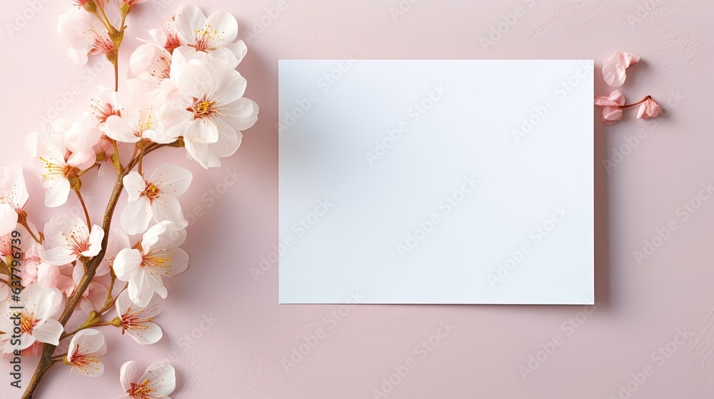 Floral template for a holiday postcard with space for copy. Mockup image