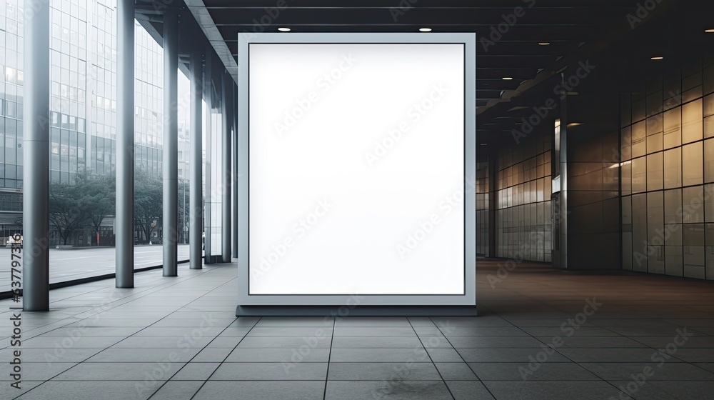 Empty billboard for text announcement and promotion in an office building or shopping mall elevator. Mockup image
