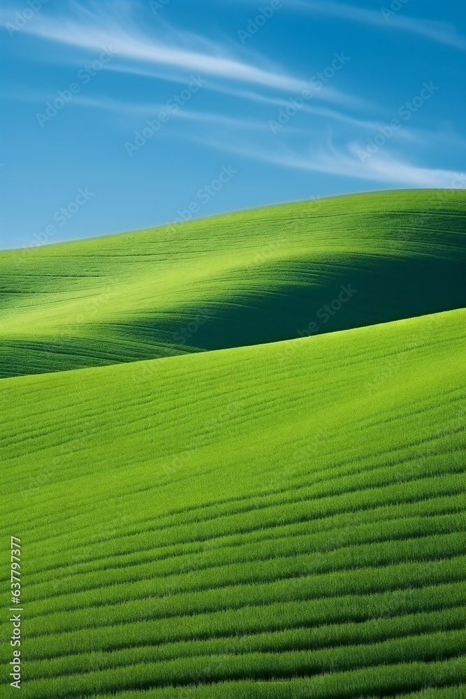 Green rolling hills minimalist illustration