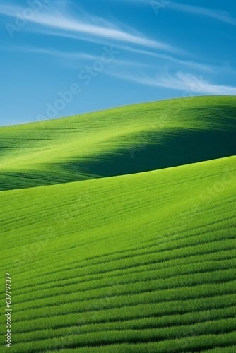 Green rolling hills minimalist illustration