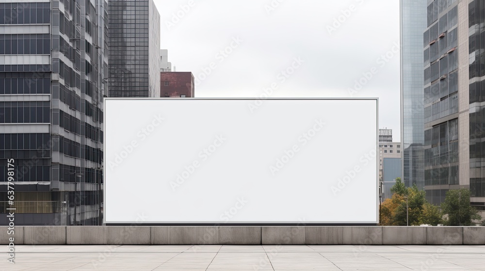 Large billboard advertisement mockup on modern building exterior - obrazy, fototapety, plakaty 