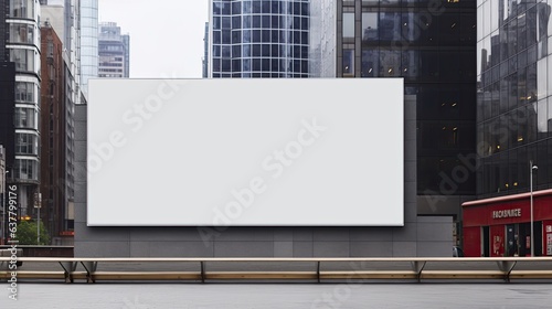 Leinwand Poster Large billboard advertisement mockup on modern building exterior
