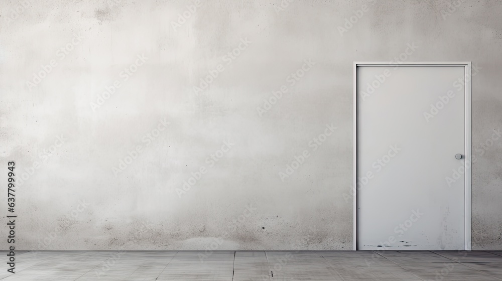 White cement building with closed wooden door and blank space for artwork . Mockup image White cement building with closed wooden door and blank space for artwork . Mockup image