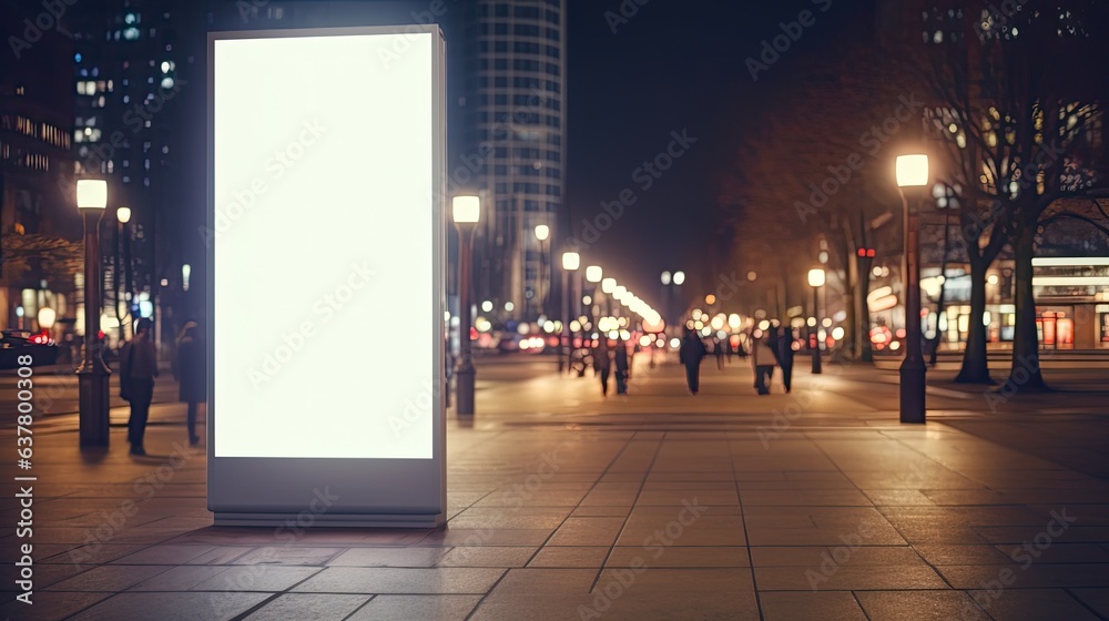 Mockup of a city center billboard with a blurred background and focus on the foreground providing space for copy