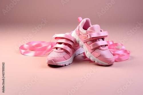 Baby Girls Junior Pink Shoes Banner Perfect for Footwear Commercials and Retail Offers  Wide Poster with Copyspace. created with Generative AI