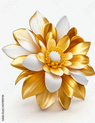 Beautiful golden flowers background garden flowers plant with white background generative al