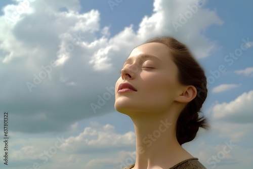 空を見上げる女性 with generative ai