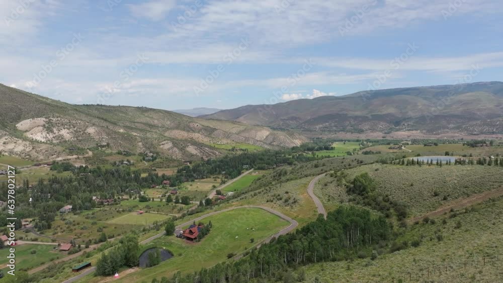 Road to Edwards, Colorado. Countryside landscape and national forest park. Aerial birds eye view. Road to Edwards, Colorado. Countryside landscape and national forest park. Aerial birds eye view.