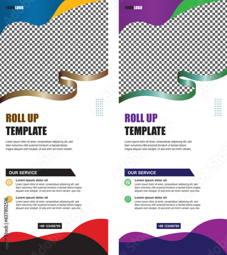Roll up business template layout brochure leaflet-vector