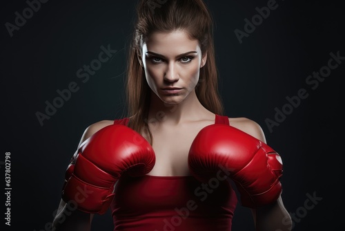 Fragile weak looking woman wearing boxing gloves © Celina