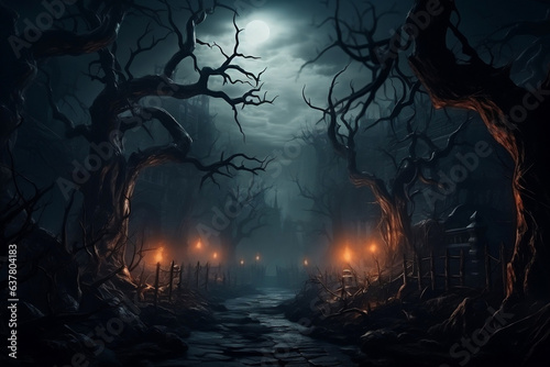 Haunted Hollow, Mysterious Halloween Forest with Twisted Trees