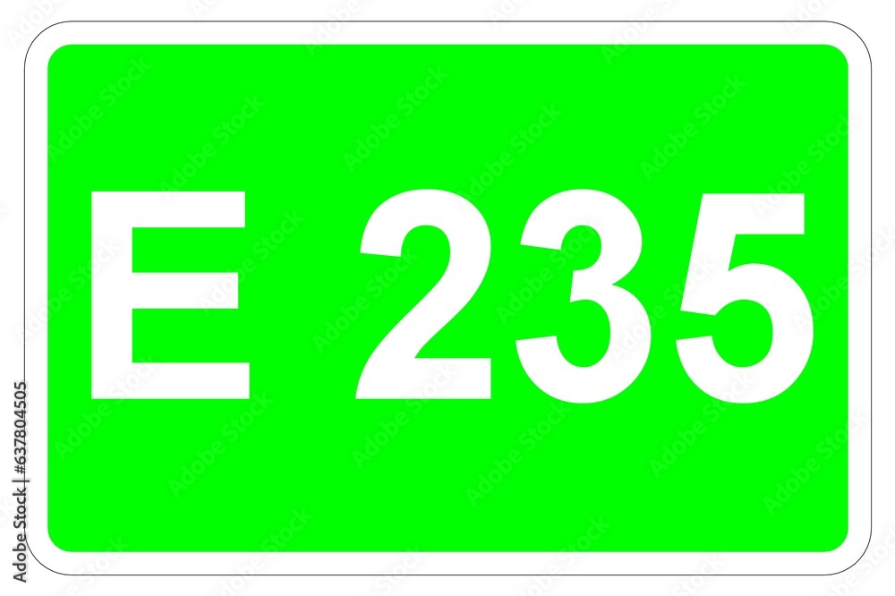Illustration eines Europastraßenschildes der E 235 in Europa Illustration eines Europastraßenschildes der E 235 in Europa