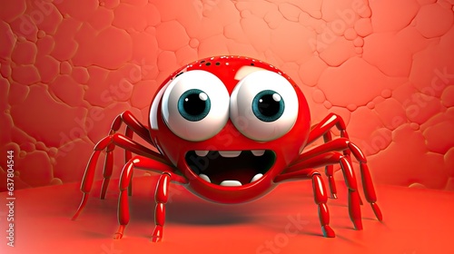Cute 3D cartoon spider character.