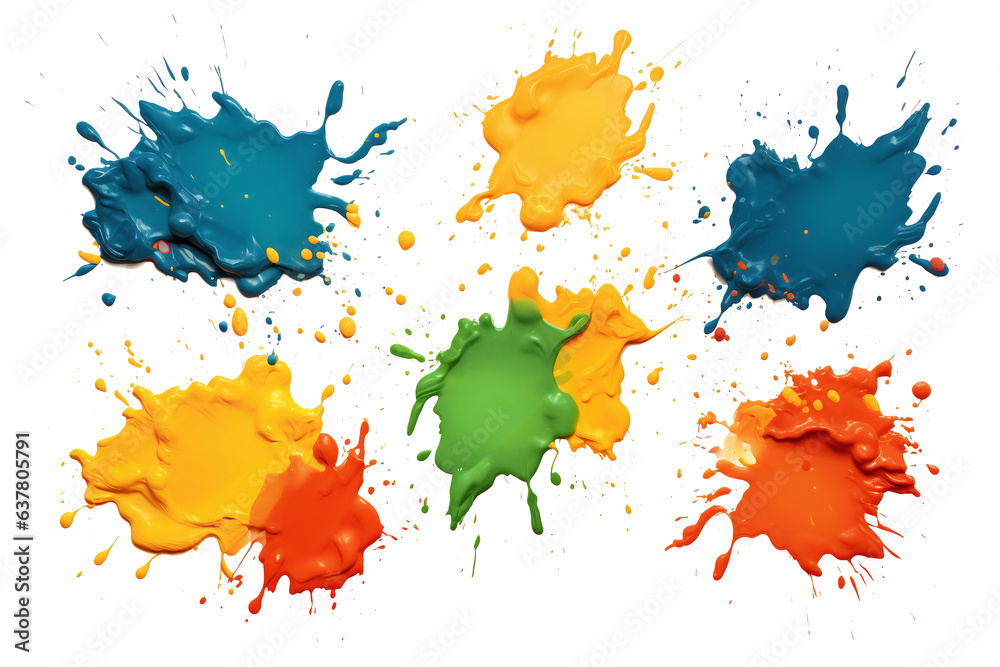 Set of paint splashes on white clear background