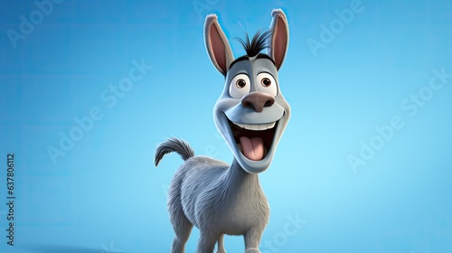 Obraz na płótnie Cute 3D cartoon donkey character.