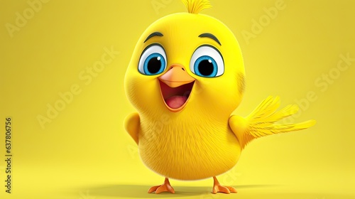 Foto Cute 3D cartoon canary character.