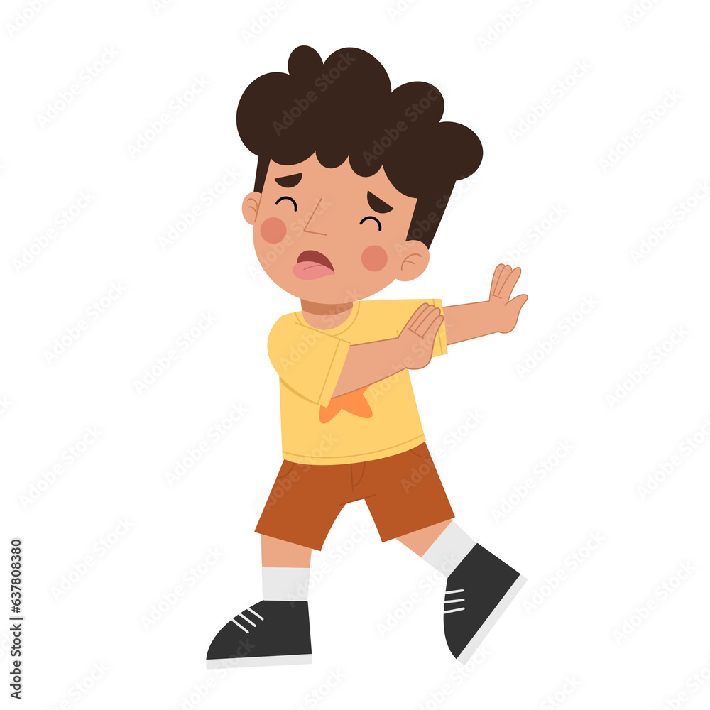 Illustration of a boy showing a reject gesture Illustration of a boy showing a reject gesture