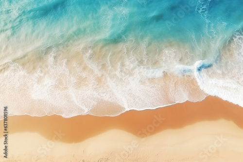 Background of clear ocean breaks on the shore. Aerial view