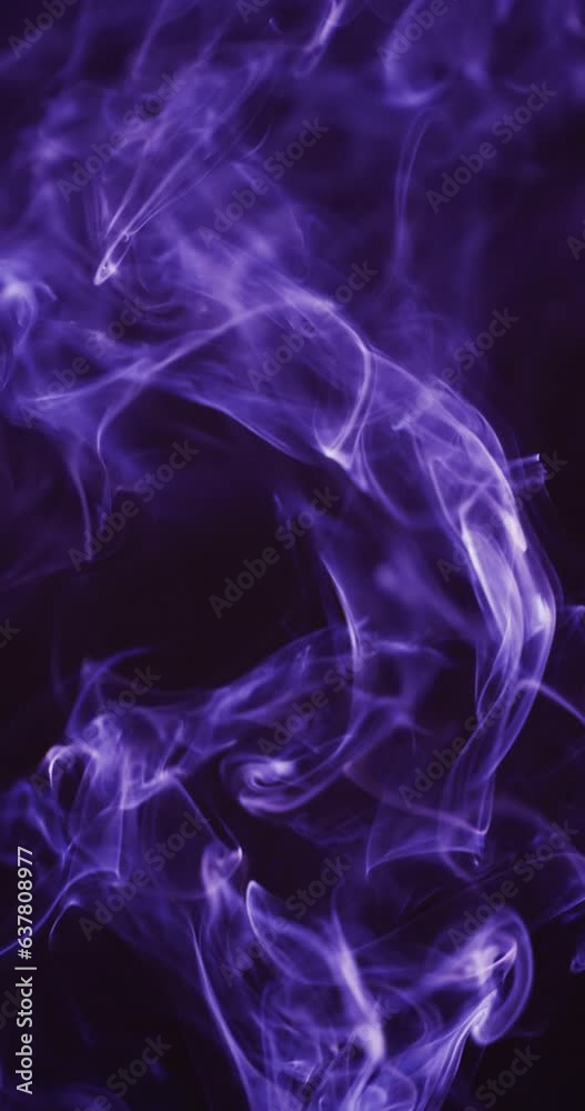 Vertical video of purple clouds of smoke moving with copy space on black background Vertical video of purple clouds of smoke moving with copy space on black background