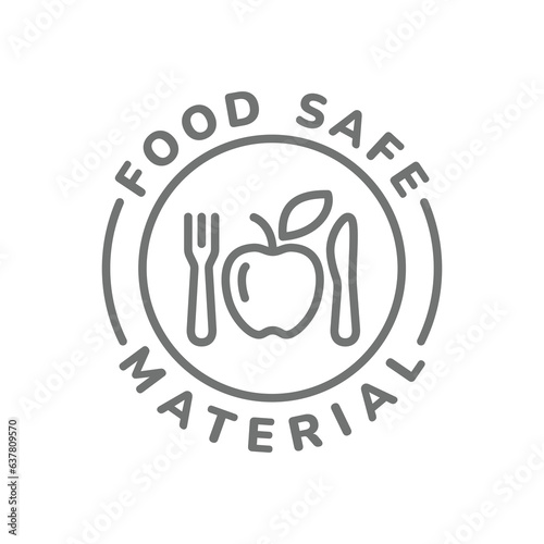 Food safe material line label. Vector outline sticker for food safety.