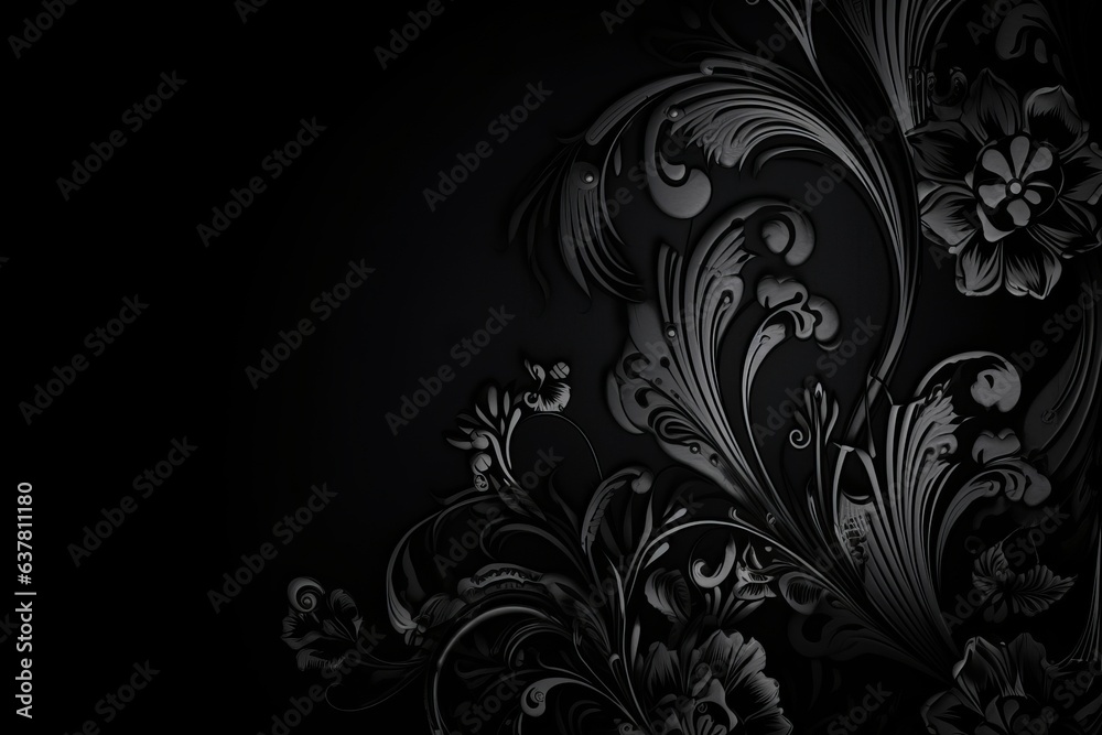 Black and white flowers on a black background Black and white flowers on a black background