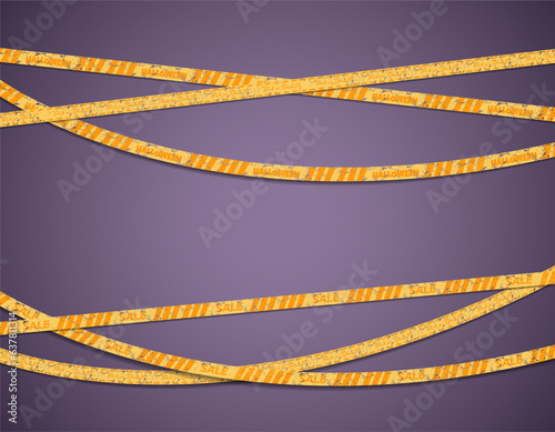 halloween sale promotion banner with sale ribbon or barricade and grunge effect texture background