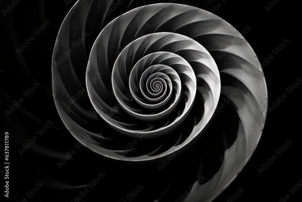 A mesmerizing black and white spiral, capturing the beauty of patterns and symmetry - obrazy, fototapety, plakaty 