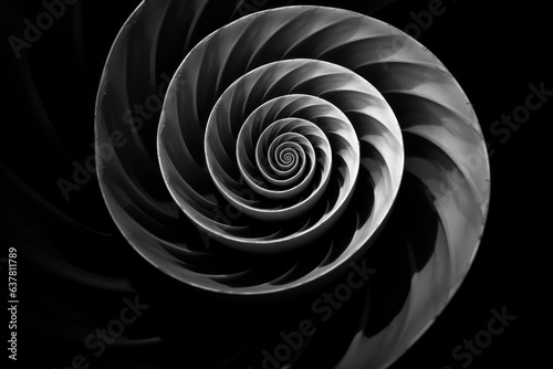 A mesmerizing black and white spiral, capturing the beauty of patterns and symmetry photo